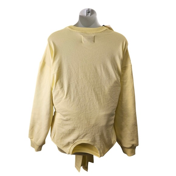 KRO by Khloe Kardashian Sweatshirt Womens Medium Yellow New Tie Front Layered - Picture 4 of 5